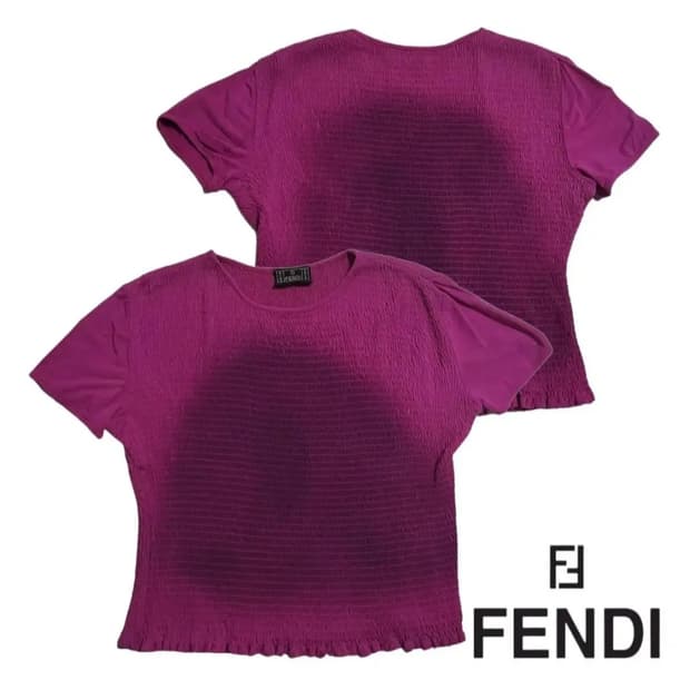 IT40) 90s y2k FENDI 플리츠 반팔탑 펜디반팔 빈티지펜디