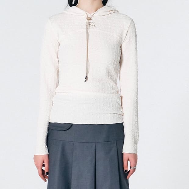 스컬프터 E-string Crinkle Hoodie Ivory
