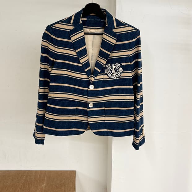 랄프로렌 스트라이프 포켓 케주얼 블레이저 자켓