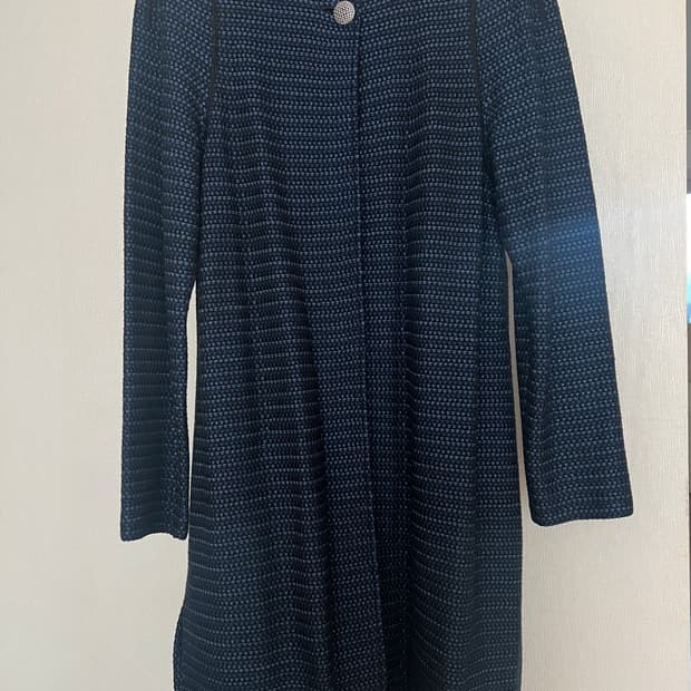 St. John Navy Tweed Long Cardigan / Coat