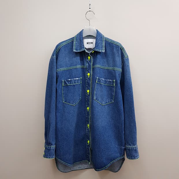 MSGM 네온 스티치 데님 셔츠형 자켓 IT40/ L사이즈