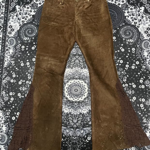 Pura 스웨이드 니트 디테일 레이어드 부츠컷 팬츠