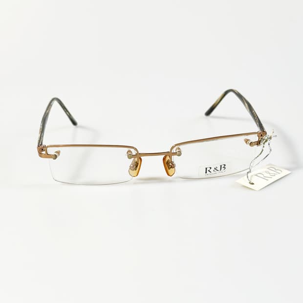 R&B EYEWEAR 골드 반무테 스퀘어 메탈 빈티지 안경