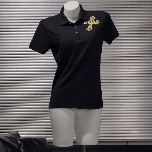 {BABY MAKER} Gold Cross Polo Shirt 