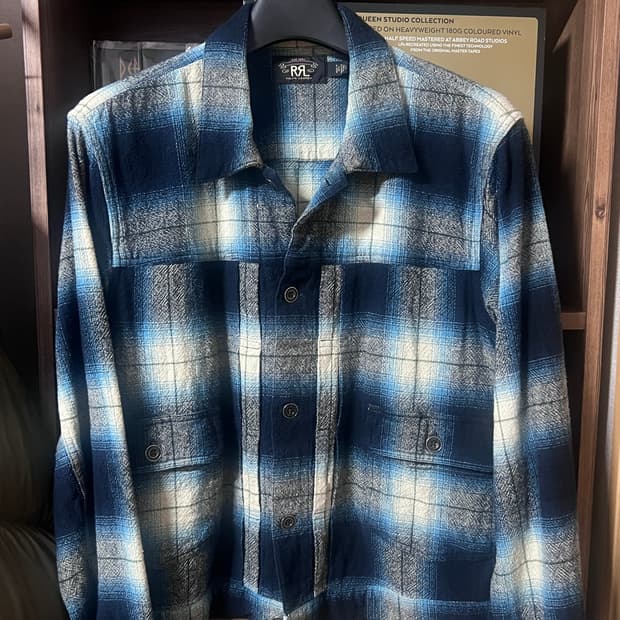 Rrl 플레이드 트러커 L / 더블알엘 체크 데님 면 자켓