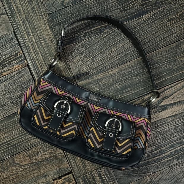 [미쏘니] 에스닉 기하학 패턴 투포켓 빈티지 호보백 숄더백 P01215