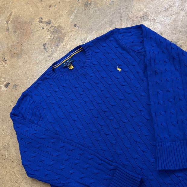 폴로 랄프로렌 블루 꽈배기 니트