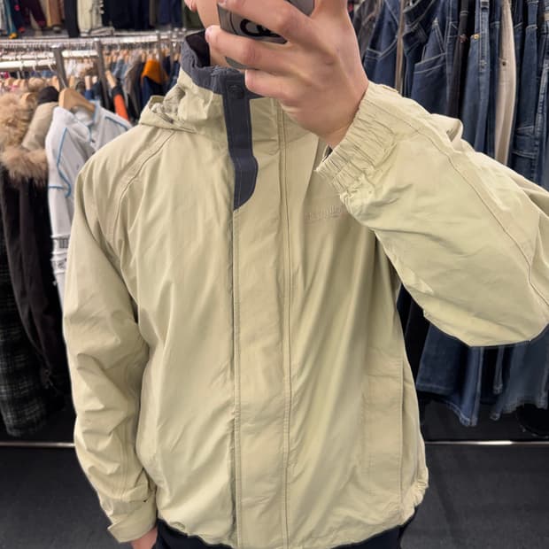 XL)콜롬비아 빈티지 올드스쿨 베이지 바람막이 트랙자켓
