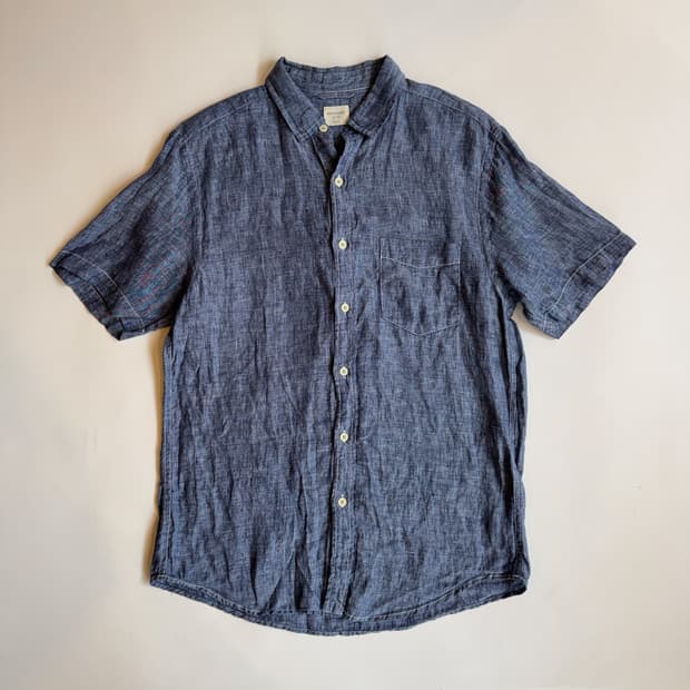 Back Number Linen Short Sleeve Shirt 