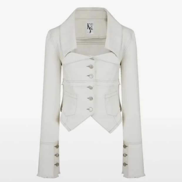 카시코 데님 스퀘어넥 자켓 화이트 