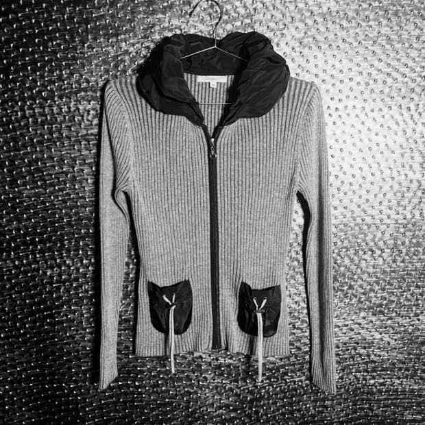 Yorkmass 나일론 후디 골지니트