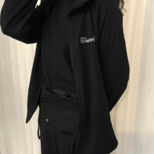 지초이 와플 후드집업 블랙