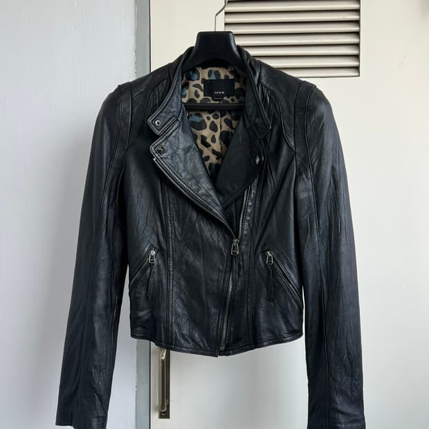 Structured Paneled Leather Jacket