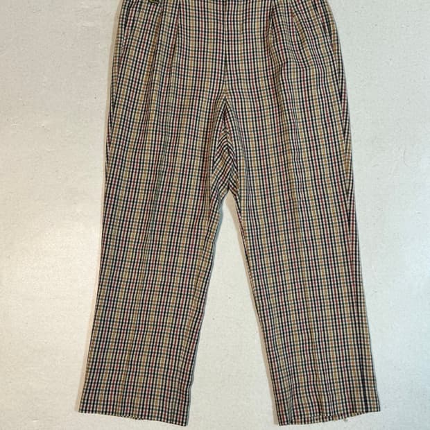 Wolsey 빈티지 컬러블록 체크 골프 팬츠 슬랙스 투턱 치노 팬츠