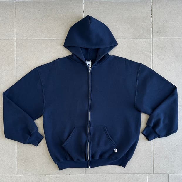 00s 빈티지 러셀 후드집업 네이비 L
