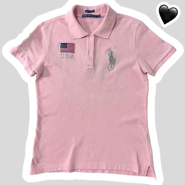 우먼 폴로 랄프로렌 USA 성조기 딸기우유 빅포니 반팔카라티