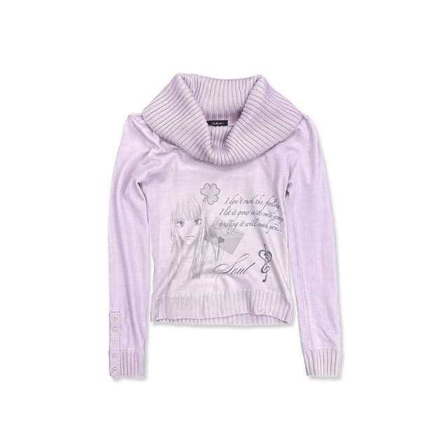 Sawako letter graphic off Shoulder knitw