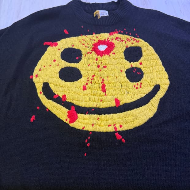 세인트 마이클 x CPFM 스마일 니트 블랙 - 24AW