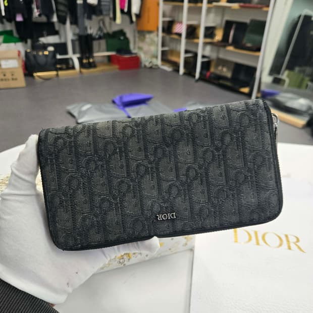 [A급컨디션] 디올 오블리크 지퍼 장지갑