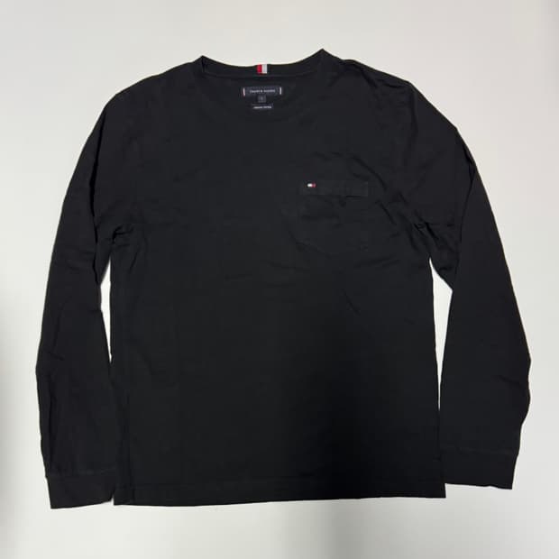 타미힐피거 원 포켓 미니멀 롱 슬리브 긴팔티 블랙 L