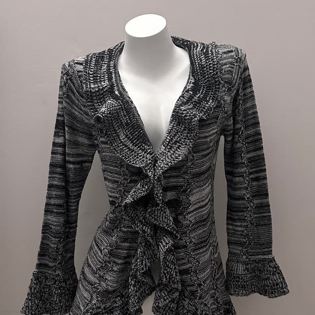 빈티지 프릴 러플 차콜 가디건