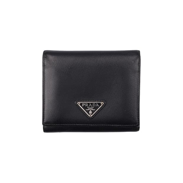 프라다 1M0176 스몰 사피아노 레더 지갑 블랙