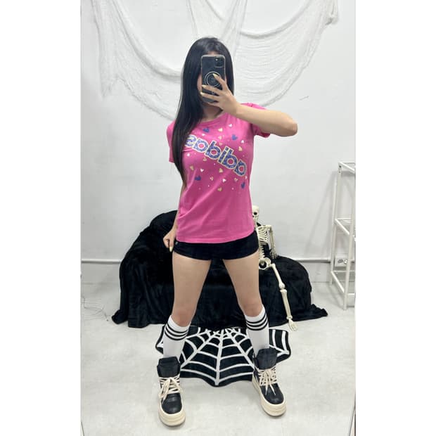 ADIDAS PINK HEART LOGO T-SHIRT