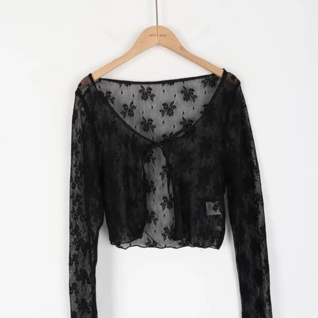 블랙 시스루 가디건