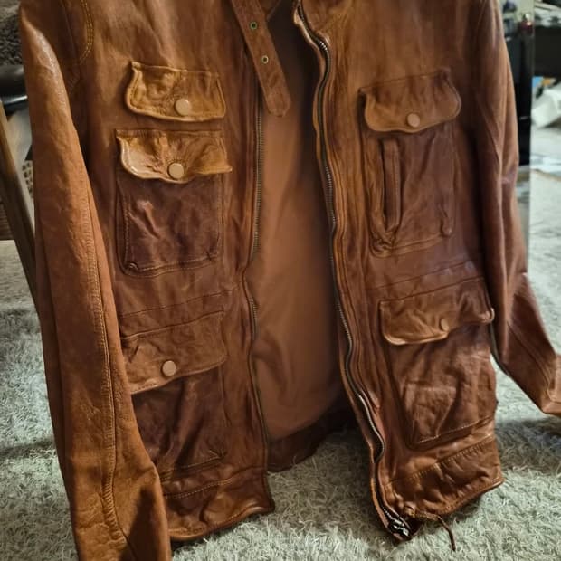 오버핏  워싱램스킨  자켓