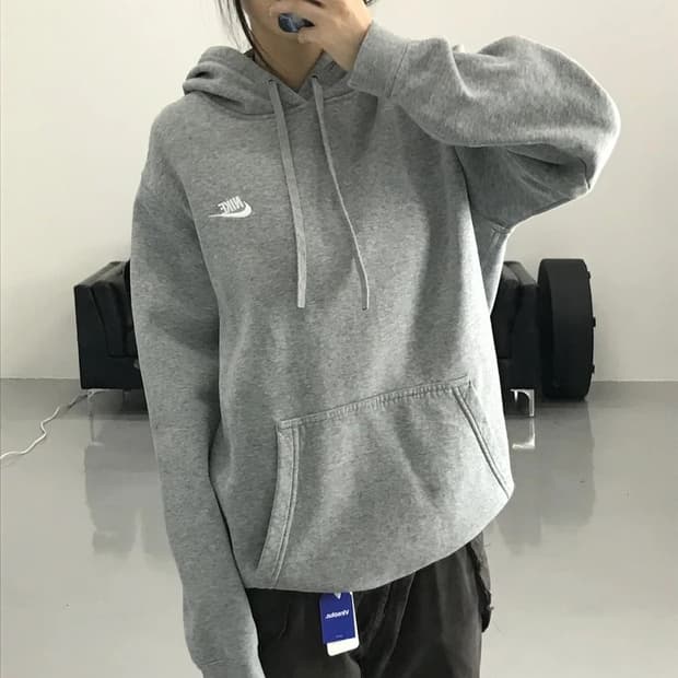나이키 로고 그레이 후드