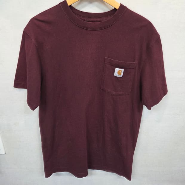 칼하트 포켓 반팔 s 레귤러 버건디 