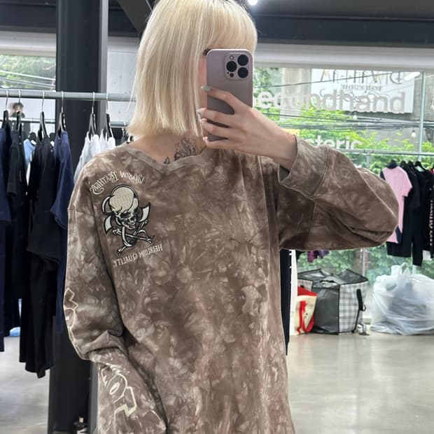 벤슨 톰과제리 자수 타이다이 긴팔 롱슬리브 브라운