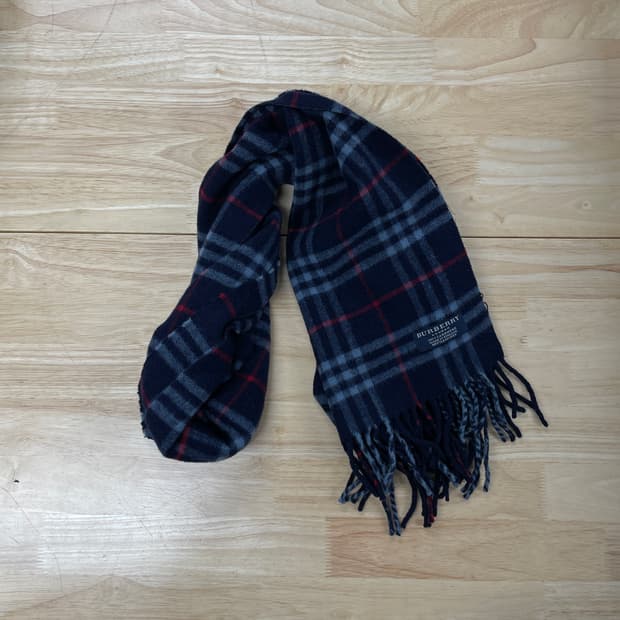 버버리 정품 캐시미어 머플러 네이비