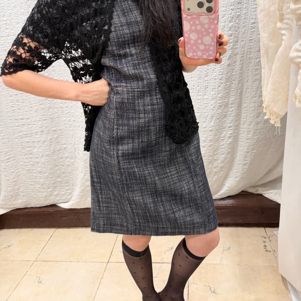 Black net cardigan
