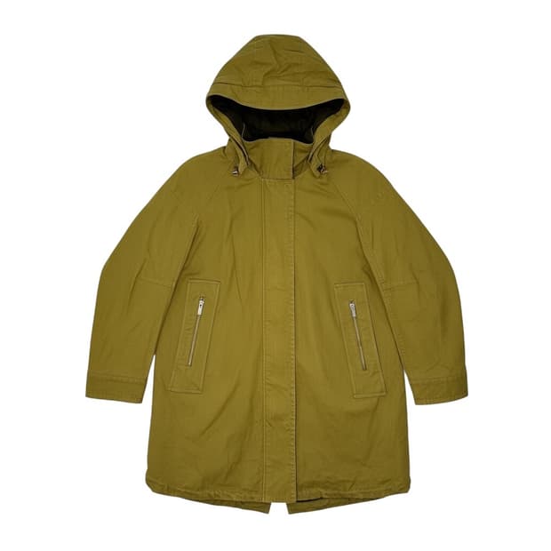 구호 후드 롱 야상 점퍼