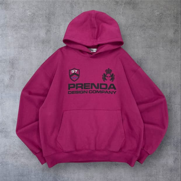 프렌다 스펠아웃 로고 퍼플 후드티