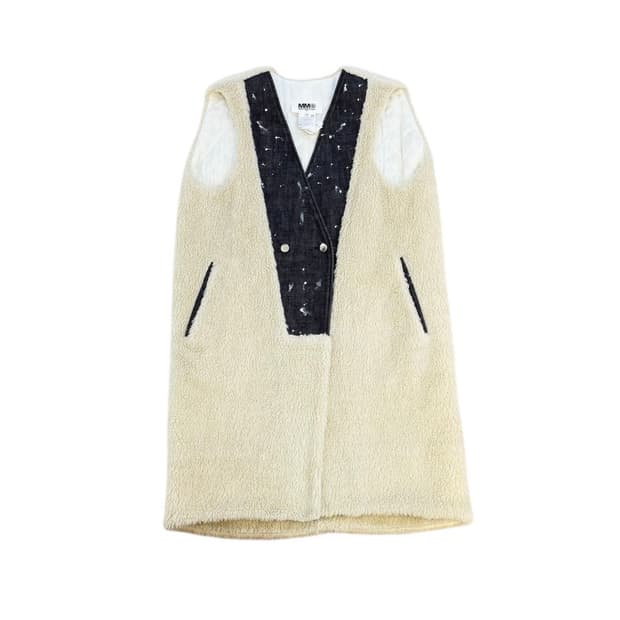 메종 마르지엘라 MM6 페인팅 쉐르파 롱 베스트