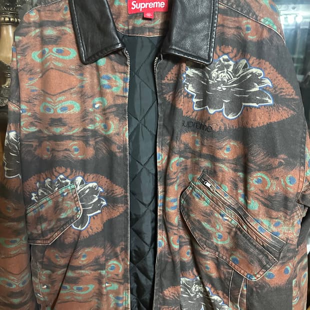 [M] 슈프림 유틸리티 레더 칼라 자켓 피콕