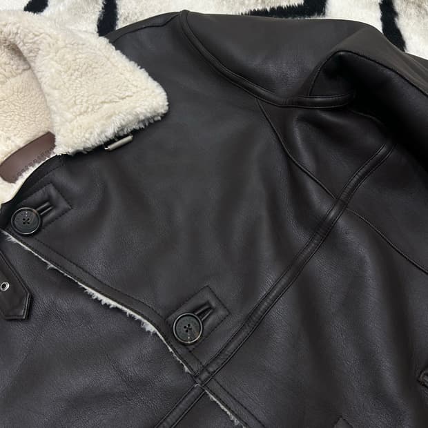 [3]인스턴트펑크 함성가죽 롱 무스탕/브라운