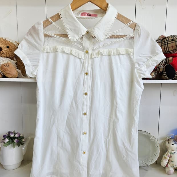 Ank Rouge 레이스 세일러카라 블라우스