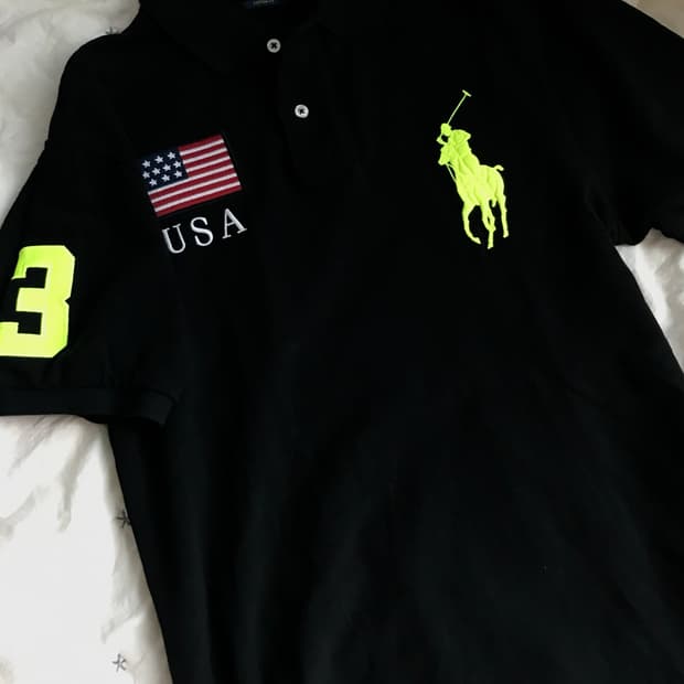 폴로랄프로렌 치프키프 빅포니 USA 블랙 형광포니 카라 반팔티