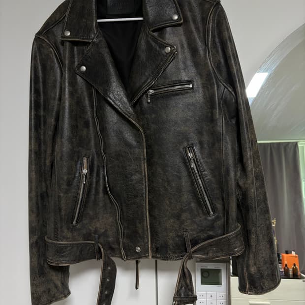 올세인츠 행크 바이커 크랙 레더 가죽 자켓