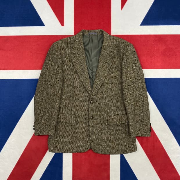 빈티지 헤리스트위드 헤링본 블레이저 실측 95-100