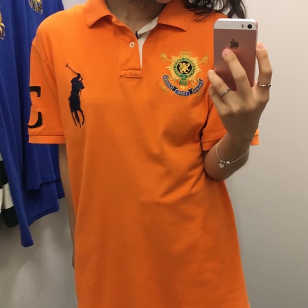 폴로 랄프로렌 블랙워치 카라 오렌지
