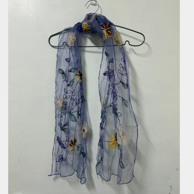 빈티지 플라워 자수 스카프 scarf