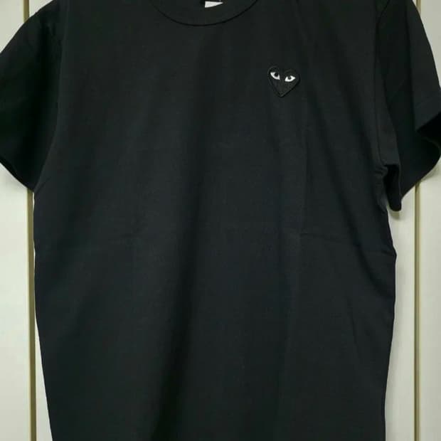 꼼데가르송 플레이 화이트.블랙 반팔 티셔츠 M