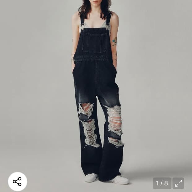 커렌트 빈티지 데님 롤오버 멜빵 1사이즈