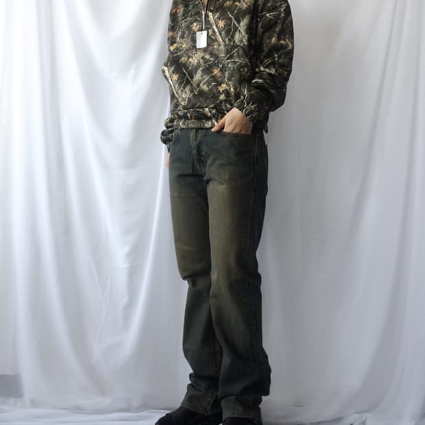 Real tree pattern half zip up