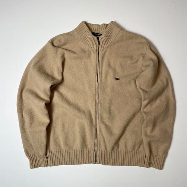 버버리 노바 체크 엘보우 패드 니트 집업 PN9393