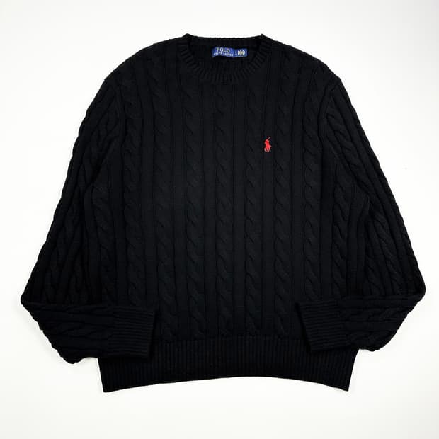 폴로 랄프로렌 클래식 케이블 니트 블랙 L
